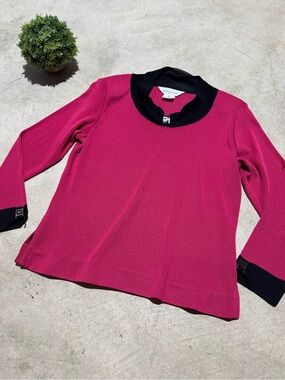 Missok Hot Pink Knit Top Size XS Old Money Office Vintage Formal Classy Chic